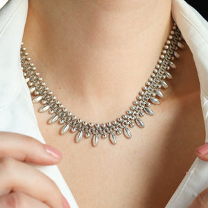 Vintage Silver Fringe Necklace, Danish 1960s Designer Jewelry - Modern Silver