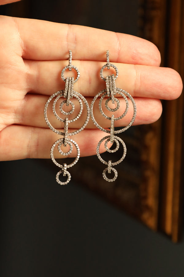 Clear Sapphire Dangle Earrings - Modern Silver