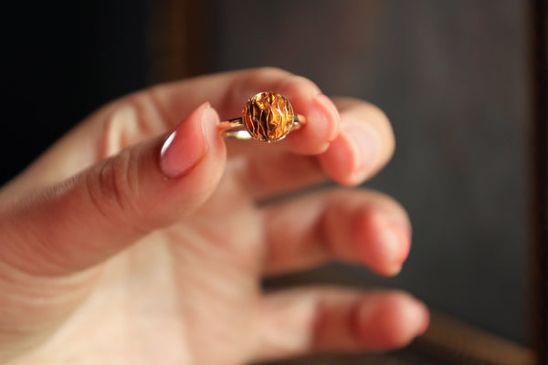 Small Dome Ring, Hammered 18k Gold