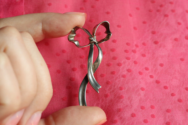 Tiffany and Co Ribbon Bow Brooch, Vintage 1985, Signed Jewelry