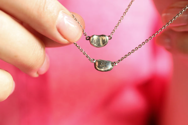Tiffany and Co Three Bean Necklace by Elsa Peretti, Signed Jewelry