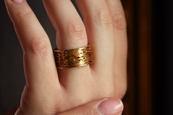 Fidget Ring, Unisex Solid 18k Gold Spinning Band