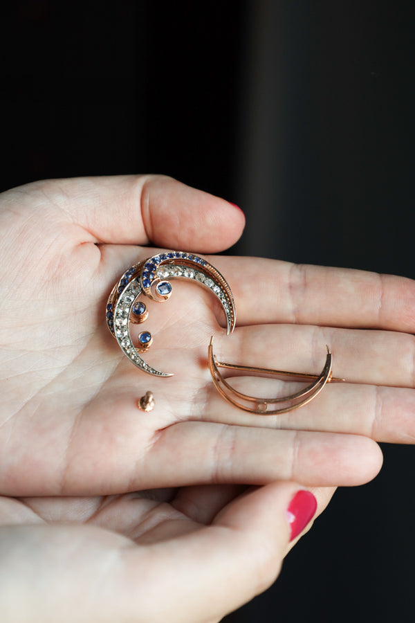 Victorian Crescent Moon Brooch