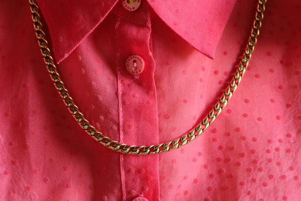 Vintage Curb Chain Necklace in Solid 18k Gold