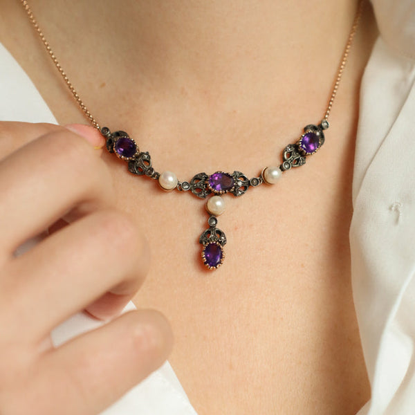 Vintage_Lavalier_Necklace_Rose_Cut_Diamonds