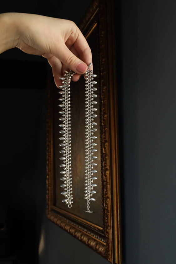Vintage Silver Fringe Necklace, Danish 1960s Designer Jewelry - Modern Silver