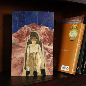 Vintage Trinket Jewelry Box with Pink Marble and Lapis Lazuli Inlay