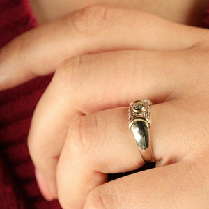 Pinky Diamond Ring in Solid 14k White Gold