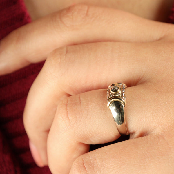 Pinky Diamond Ring in Solid 14k White Gold