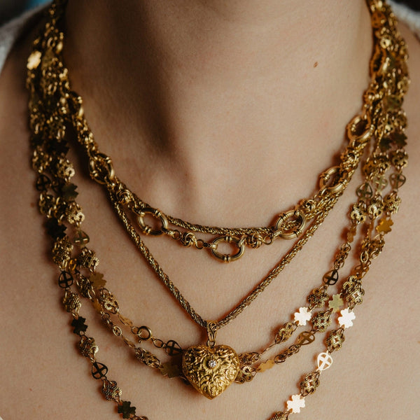 Antique Portuguese Fancy Link Chain 19.2K Solid Yellow Gold