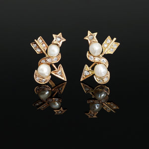 Antique Celestial Rose Cut Diamond Star Earrings - Pretty Different Shop