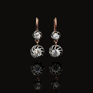 Antique 2.72 Carat Old Mine Cut Large Diamond Drop Earrings - Pretty Different Shop