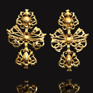 Antique Iberian Diamond Rococo Style Earrings, circa 1700s - Pretty Different Shop