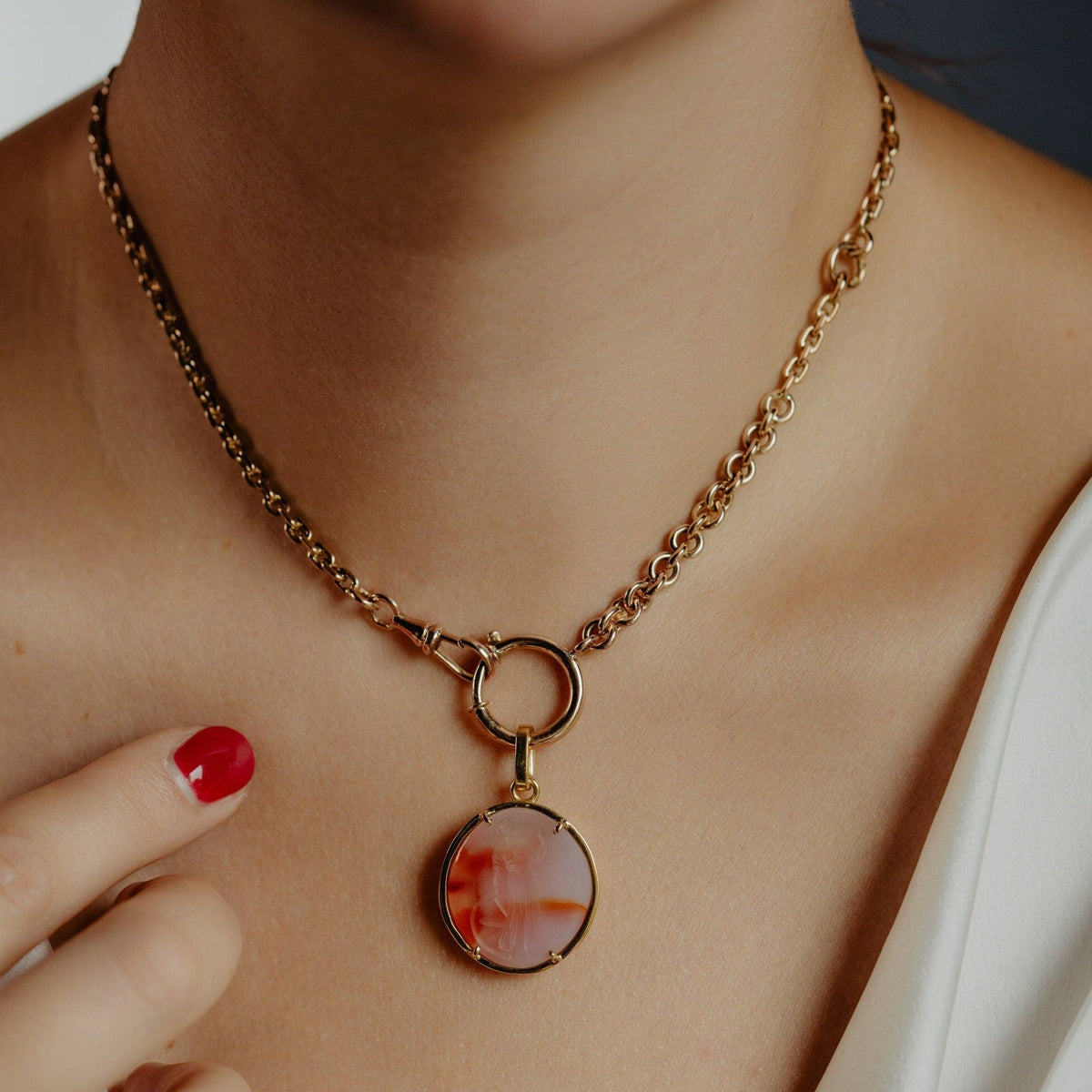 Victorian 14k Rose Gold Watch Chain Necklace 16 Inch with Spring