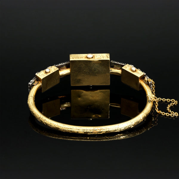 Antique French BLUE ENAMEL Opal, Diamond and Ruby Bracelet - Pretty Different Shop