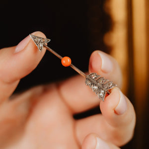 Antique French Diamond Cupids Arrow Brooch