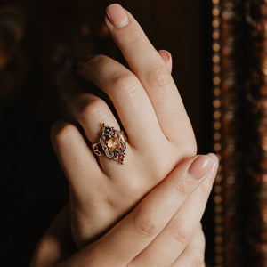 Antique Purple Enamel Tourmaline and Citrine Ring - Pretty Different Shop
