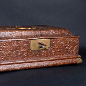 19th Century Antique Embossed Leather Cupid Jewelry Box - Pretty Different Shop