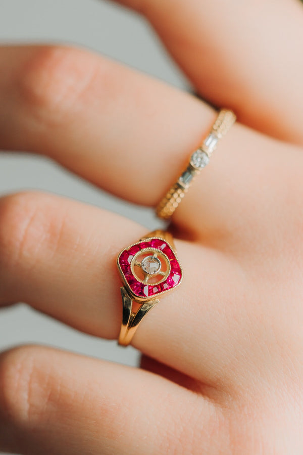 Vintage French Maboussin Three Stone Diamond Ring