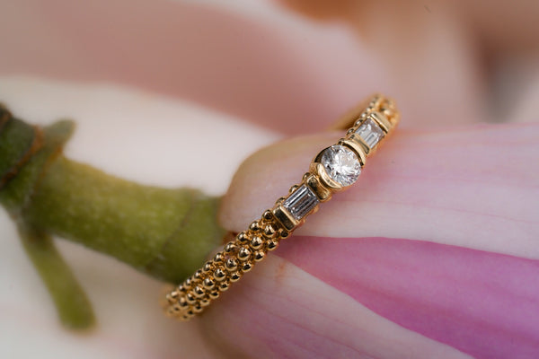 Vintage French Maboussin Three Stone Diamond Ring - Pretty Different Shop