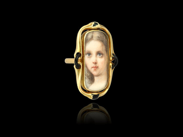 Antique French Portrait Miniature Ring - Pretty Different Shop