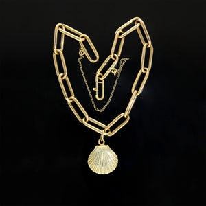 Geometric Minimalist Seashell 14k Gold Paperclip Bracelet