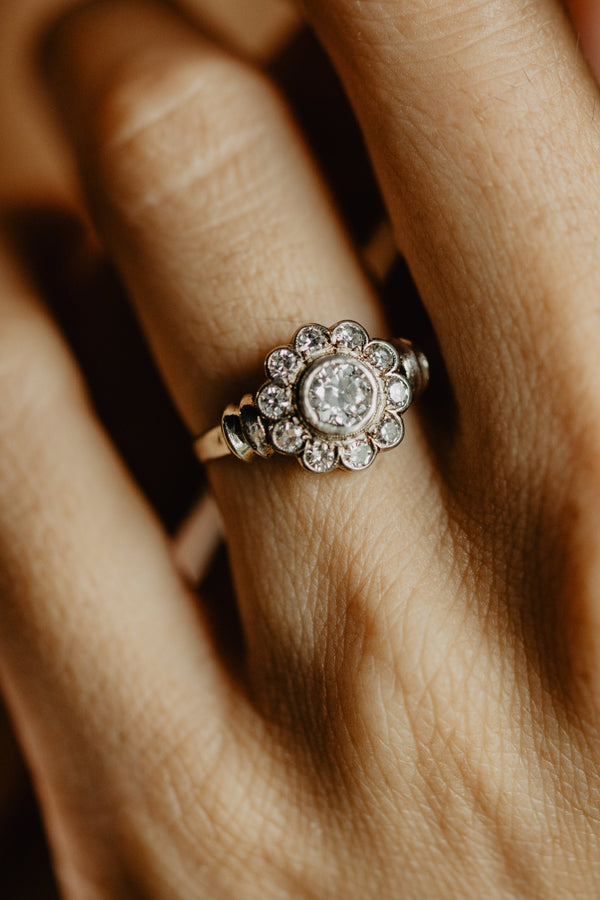 Antique Diamond Cluster Flower Ring - Pretty Different Shop