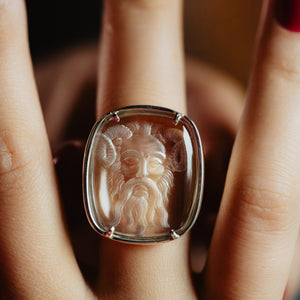 Sterling Silver Faun Signet Intaglio Ring