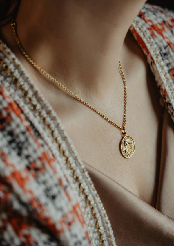 Art Deco 1940s Jesus Christ Religious Medal by Augis - Pretty Different Shop
