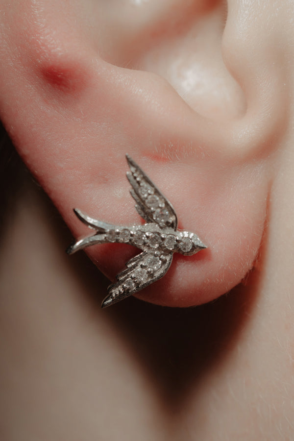Unique Studs - Victorian Swallow Birds Earrings - FREE SHIPPING