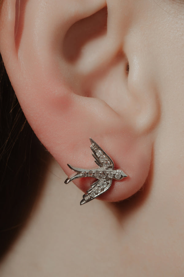 Unique Studs - Victorian Swallow Birds Earrings - FREE SHIPPING