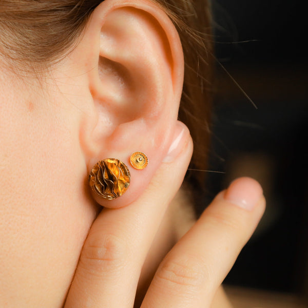 Gold Dome Earrings - Contemporary Solid 18K Gold Jewelry