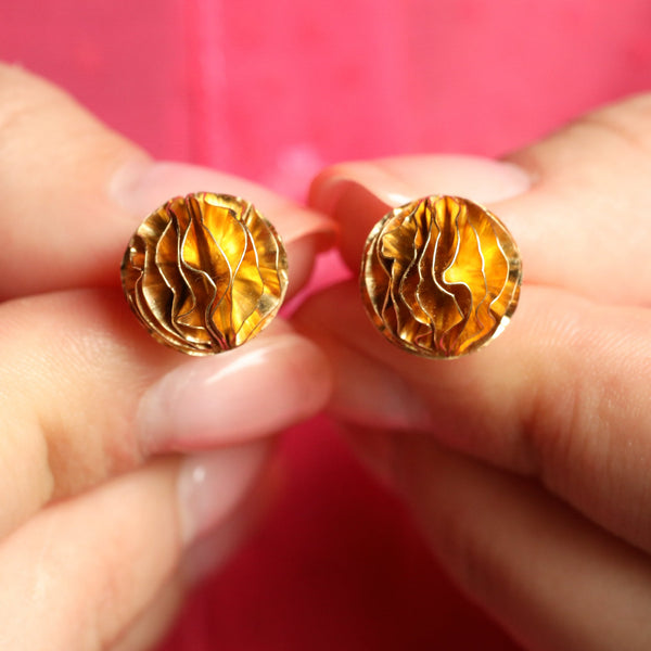 Gold Dome Earrings - Contemporary Solid 18K Gold Jewelry