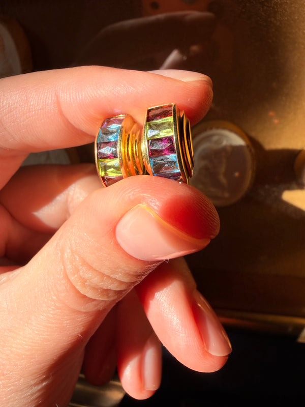 Mid Century Modern Gemstone Earrings by STERN