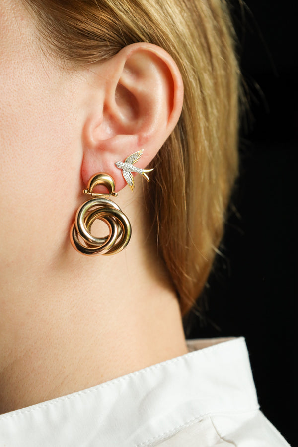 Artisan Swallow Flying Birds Stud Earrings