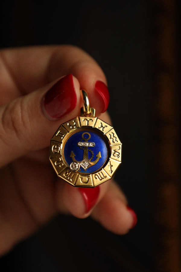 18k Gold Virgo Zodiac Pendant with Diamonds