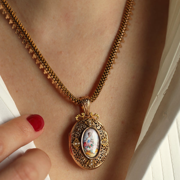 Statement Antique Victorian Miniature Pearl Locket