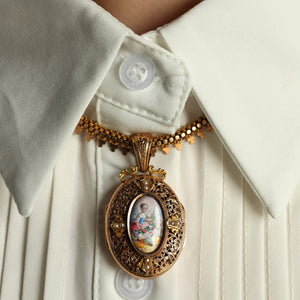 Statement Antique Victorian Miniature Pearl Locket