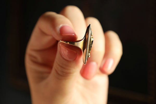 Georgian Memento Mori Urn Ring with Blue Enamel, 18th Century Jewelry