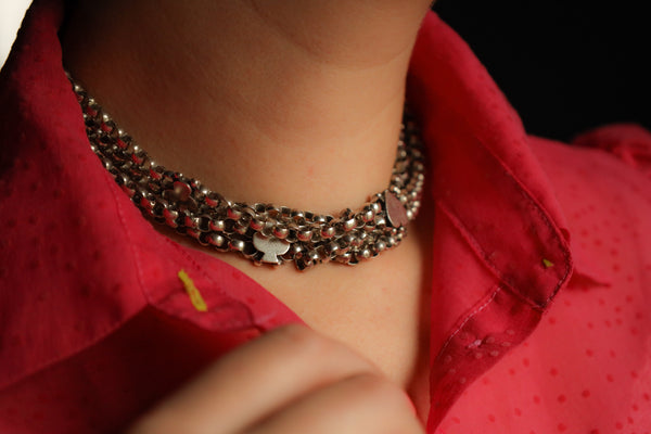 Victorian Silver Playing Cards Suits Necklace, HEAVY 135g