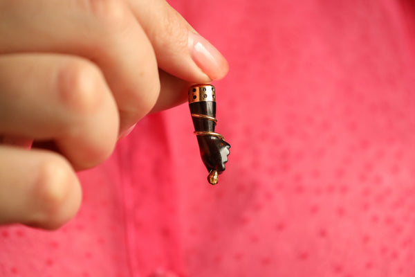 Antique Figa Charm Pendant in Solid 14k Gold