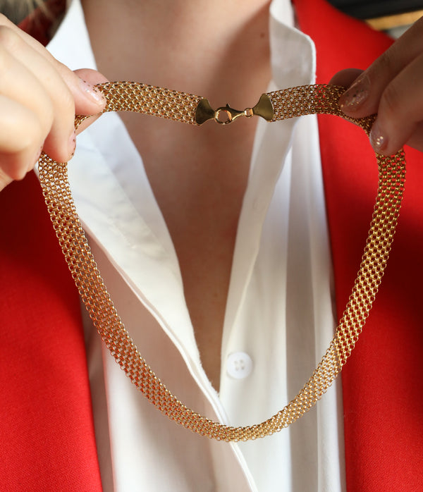 Vintage Necklace 14k, Fancy Link Chain, Statement Jewelry