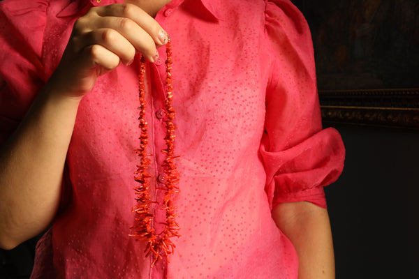 Vintage Raw Coral Branch Necklace 18 Inches