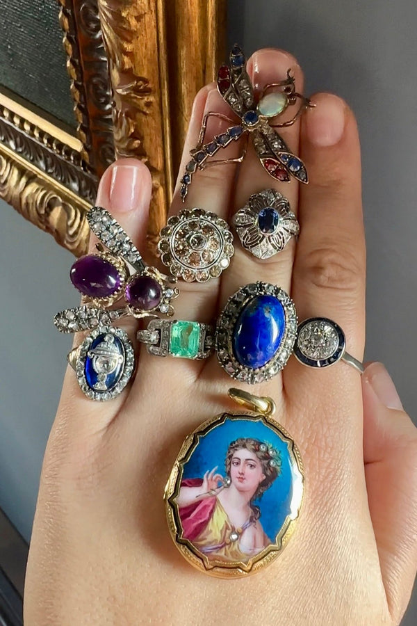 18k Antique Enamel Portrait Miniature Locket - Allegory of Spring