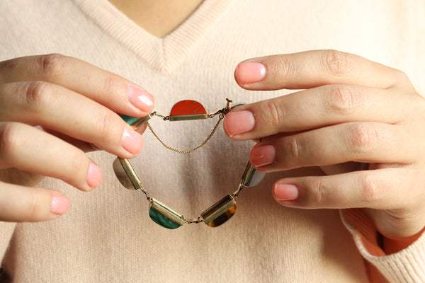 9k Gold Agate Bracelet: Scottish Jewelry