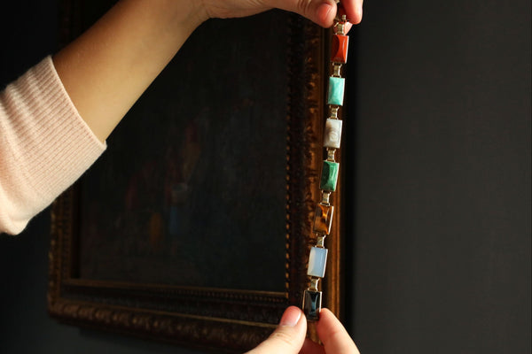 9k Gold Agate Bracelet: Scottish Jewelry