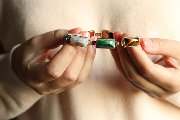 9k Gold Agate Bracelet: Scottish Jewelry