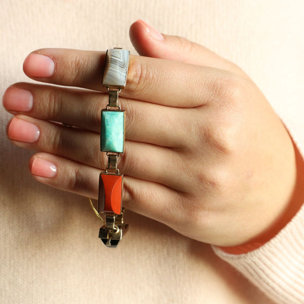 9k Gold Agate Bracelet: Scottish Jewelry
