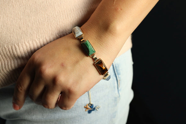 9k Gold Agate Bracelet: Scottish Jewelry