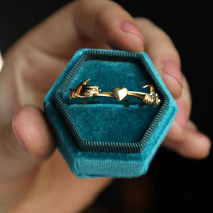 A well-preserved and highly collectible antique revival fede ring in solid 18k yellow gold!